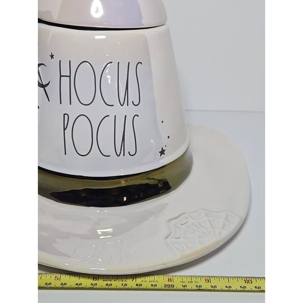 Rae Dunn Hocus Pocus Witch Hat Cookie Jar Pink Iridescent Halloween Ceramic NEW
